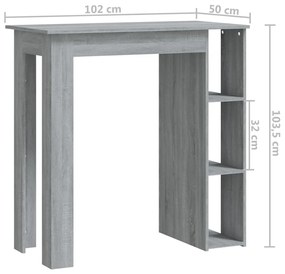 Mesa de Bar Turpe com 3 Prateleiras de 102 cm - Cinzento Sonoma - Desi