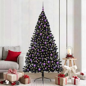 vidaXL Árvore de Natal Artificial Pré-iluminada Preto 210 cm PVC