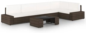 vidaXL 6 pcs conjunto lounge p/ jardim c/ almofadões vime PE castanho