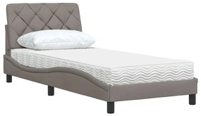 Cama com colchão 80x200 cm tecido castanho-acinzentado