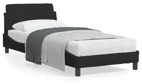 vidaXL Estrutura de cama com cabeceira Dover veludo 90x200 cm preto