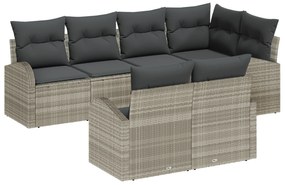 Conjunto de Sofás de Jardim de 7 Peças com Almofadas Cinza Claro Ratta