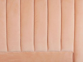 Cama de casal em veludo rosa pêssego 160 x 200 cm MARVILLE Beliani
