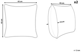 Conjunto de 2 almofadas em veludo branco com padrão de folha 45 x 45 cm QUINOA Beliani