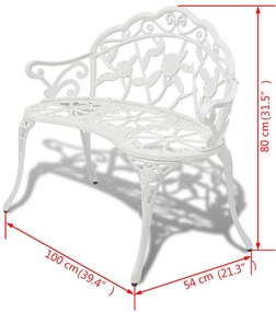 Banco de jardim 100 cm alumínio fundido branco