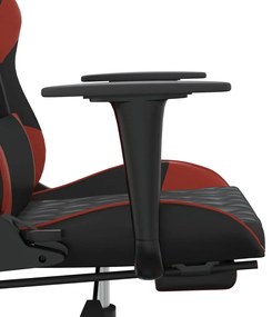 Cadeira gaming massagem + apoio couro art. preto/vermelho tinto