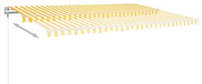 Toldo retrátil manual com luzes LED 5x3,5 m amarelo e branco