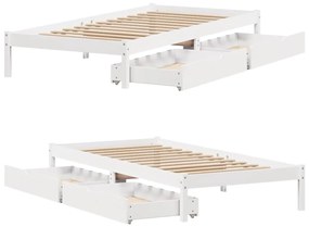Cama sem colchão 90x200 cm madeira de pinho maciça branco