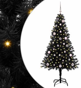vidaXL Árvore de Natal com 150 LEDs com suporte Preto 150 cm PVC