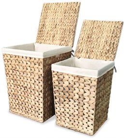 vidaXL Conjunto cestos para roupa suja 2 pcs jacinto de água