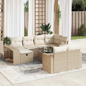 vidaXL 11 pcs conjunto sofás de jardim c/ almofadões vime PE bege