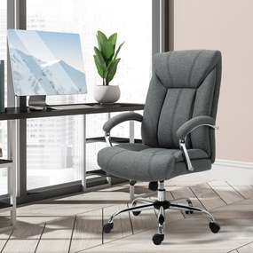 Cadeira de escritório, ergonómica, altura ajustável, encosto alto, função de balanço, 65 x 78 x 118 cm, cinzenta