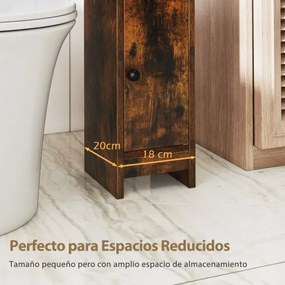 Armário de casa de banho  20 x 18 x 80 cm pequeno com porta e prateleiras ajustáveis para casa de banho 20 x 18 x 80 cm Castanho