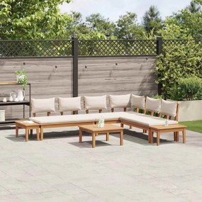 Conjunto de Bancos de Jardim com cortinas 4 pcs Marrom e Creme