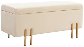 HOMCOM Banco de Armazenamento Caixa de Armazenamento estilo Contemporâneo Espaço de Armazenamento Veludo Bege Pernas Metal Dourado | Aosom Portugal