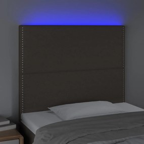 Cabeceira cama c/ LED tecido 90x5x118/128 cm cinza-acastanhado