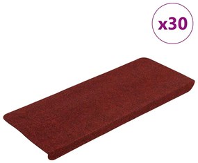 Tapetes de escada adesivos 30 pcs 65x24,5x3,5 cm vermelho