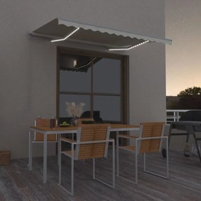 Toldo retrátil manual com LED 350x250 cm cor creme