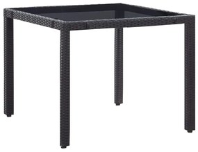 5 pcs conjunto de jantar para jardim vime PE preto