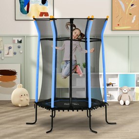 Trampolim para Crianças Cama Elástica Infantil com Rede de Segurança para Interiores e Exteriores Carga 50 kg Ø160x190 cm Azul