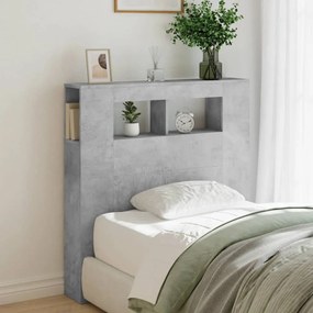 Cabeceira c/ LEDs 100x18,5x103,5 cm cinzento-cimento