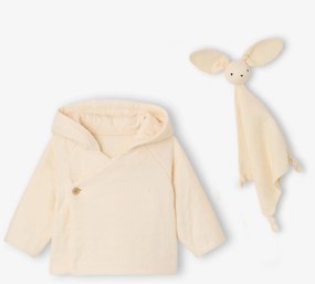 Conjunto casaco e doudou coelho para bebé baunilha