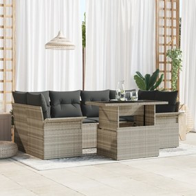 Conjunto de Sofás vidaXL de 7 Peças com Almofadas Cinza Claro em Ratta