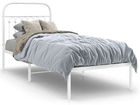 Estrutura de cama com cabeceira 75x190 cm metal branco