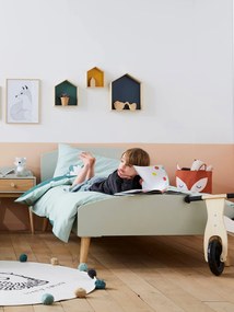 Cama de criança Montessori, TEMA CONFETES verde claro liso