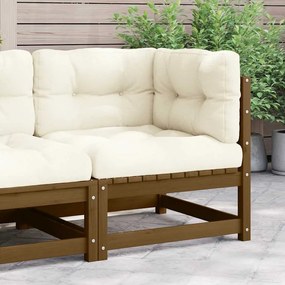 vidaXL Sofá de canto p/ jardim c/ almofadões pinho maciço cor creme