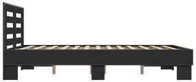 Estrutura de cama 135x190 cm derivados de madeira/metal preto