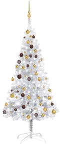 vidaXL Árvore Natal artificial pré-iluminada c/bola 180cm PET prateado