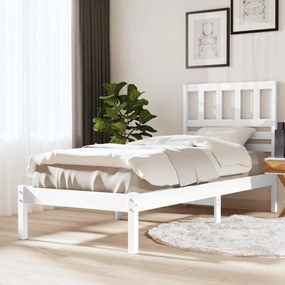 Estrutura de cama pequena solteiro 75x190cm pinho maciço branco