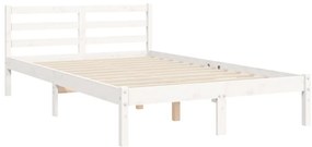 Estrutura de cama de casal c/ cabeceira madeira maciça branco