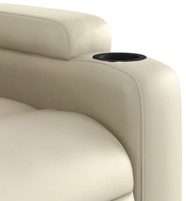 Poltrona reclinável elétrica couro artificial cor creme
