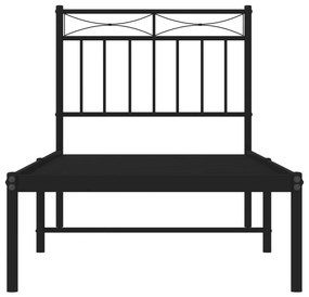 Estrutura de cama com cabeceira 75x190 cm metal preto