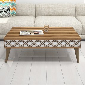 Mesa de Centro City – Nogueira e Branco – 105x36,6x60 cm
