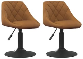 Cadeiras de Jantar Giratórias 2 pcs Veludo Castanho