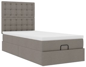 Estrutura de cama otomana com colchão tecido cinzento 100x200cm