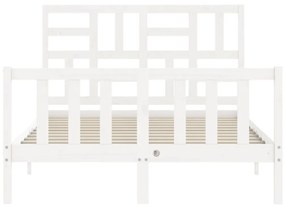 Cama sem colchão 140x190 cm madeira de pinho maciça branco