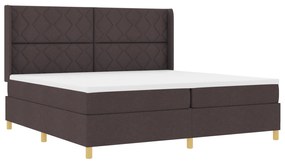Cama Box Spring vidaXL com Colchão em Marrom Escuro, 200x200 cm Tecido
