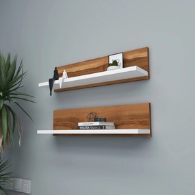Prateleira de Parede Shelf – Nogueira e Branco – 60 cm x 15 cm x 13 cm