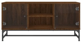 Móvel de TV c/ portas de vidro 102x37x50 cm carvalho castanho