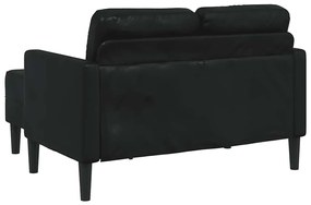 Sofá 2 lugares com Chaise em L 125 cm couro artificial preto