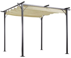 Pérgola para Jardim 3x3m com Telhado Retrátil Tecido de Poliéster Resistente à Água e UV 5 bege e preto