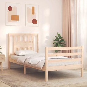vidaXL Estrutura de cama com cabeceira 90x200 cm madeira maciça