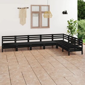 vidaXL 7 pcs conjunto lounge de jardim pinho maciço preto
