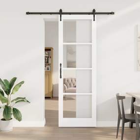 Porta Deslizante vidaXL com Conjunto de Acessórios Brancos 78x232 cm Madeira Sólida de Pinheiro
