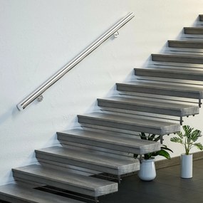 Corrimão em aço inoxidável Ø4,2 x 100 cm Prateado
