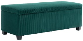 HOMCOM Banco de Armazenamento para Pés em Veludo Cotelê com Tampa para Sala Quarto Entrada 112x42x40 cm Verde | Aosom Portugal